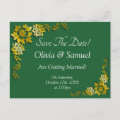 Save The Date - Emerald Green & Gold Aankondigingskaart (Voorkant)