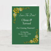 Save The Date - Emerald Green & Gold Kaart (Voorkant)