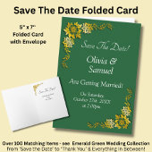 Save The Date - Emerald Green & Gold Kaart