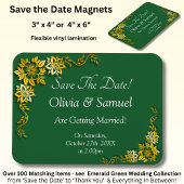 Save The Date - Emerald Green & Gold Magneet