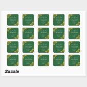 Save The Date - Emerald Green & Gold Vierkante Sticker (Vel)