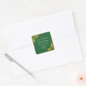 Save The Date - Emerald Green & Gold Vierkante Sticker (Envelop)