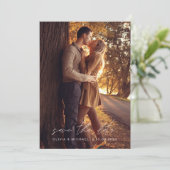 Save the Date Emerald Green Handgeschreven bruilof (Staand voorkant)