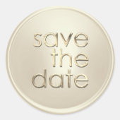 Save the Date Envelopzegel Off White Goud Ronde Sticker (Voorkant)