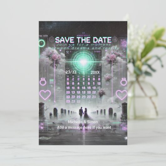 💌 "Save the Date: Eternal Glitch Wedding" 💌 Save The Date (Staand voorkant)