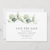 Save the Date Eucalyptus Groene Foto Script (Voorkant)