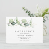 Save the Date Eucalyptus Groene Foto Script (Staand voorkant)