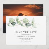 Save the Date Eucalyptus Groene Foto Script (Voorkant / Achterkant)