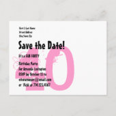 Save the Date FAB 40 Verjaardagsfeest V06A ROZE BL Aankondigingskaart (Achterkant)