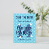Save the Date FAB TEEN Verjaardag V14A BLAUW AQUA Aankondigingskaart (Staand voorkant)