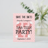 Save the Date FAB TEEN Verjaardag V17C ROZE Aankondigingskaart (Staand voorkant)