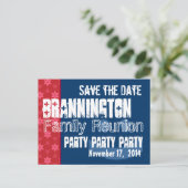 Save the Date Familie Reünie Rood Wit Blauw V01C Aankondigingskaart (Staand voorkant)