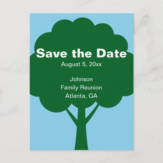Save the Date Family Reunion with Name & Tree Briefkaart (Voorkant)