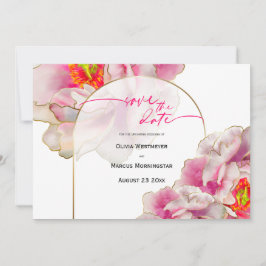 Save the date | Fantastisch Scarlet Peony Invi Kaart