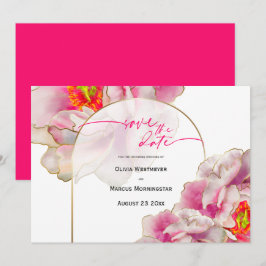 Save the date | Fantastisch Scarlet Peony Invi Kaart