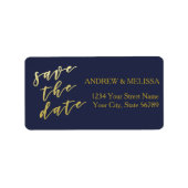 Save the date | Faux Gold Script Etiket (Voorkant)