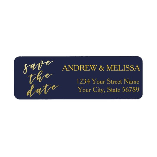 Save the date | Faux Gold Script Etiket (Voorkant)
