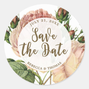 Save the Date Favor sticker Roze Rozen