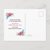 Save the Date Fiesta Bloemen Wit en Bloemen Aankondigingskaart (Achterkant)