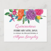 Save the Date Fiesta Bloemen Wit en Bloemen Aankondigingskaart (Voorkant)