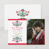 Save The Date Fiesta Mexicaanse Bloemige Trouw Uit (Voorkant / Achterkant)