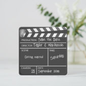 Save the Date Film Clapperboard Wedding Kaart (Staand voorkant)