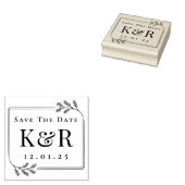 Save the Date Fir Frame Winter Wedding Monogram Rubberstempel (Gestempeld)