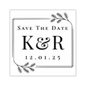 Save the Date Fir Frame Winter Wedding Monogram Rubberstempel (Afrduk)