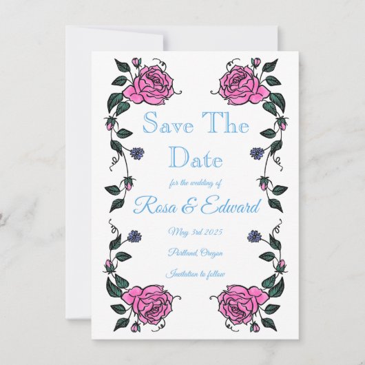 Save The Date Flat Announcement Card Aankondiging (Voorkant)
