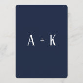 Save the Date flat card - Elegant bloemig diepblau (Achterkant)
