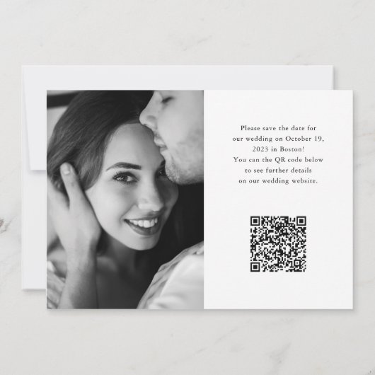 Save the date | Flitsfoto's en QR-code met fijne s (Achterkant)