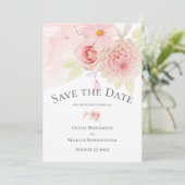 Save the Date Floral Bord Blush Pink Kaart (Staand voorkant)