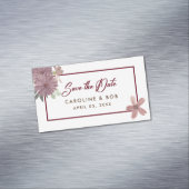 Save The Date Floral Burgundy Mini Magnet Magnetisch Visitekaartje (Voorbeeld)