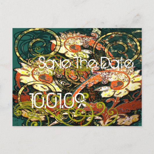 Save the Date- Floral Distressed - Aankondigingskaart (Voorkant)