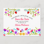 Save the Date Floral Mexican Fiesta White Aankondigingskaart (Voorkant)