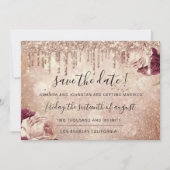 Save The Date  Florals Roos Glitter Drips Marsala (Voorkant)