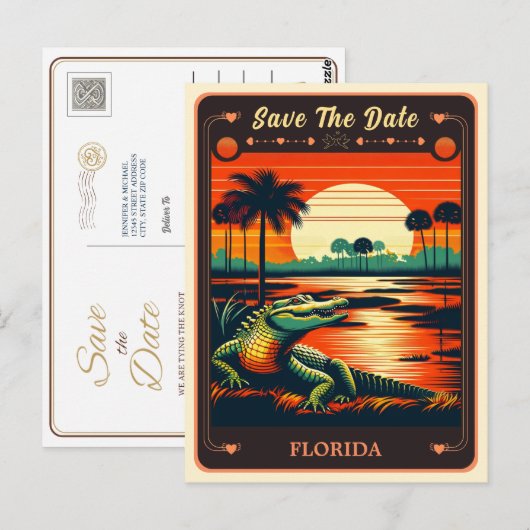 Save the date | Florida Invitation Briefkaart (Voorkant / Achterkant)