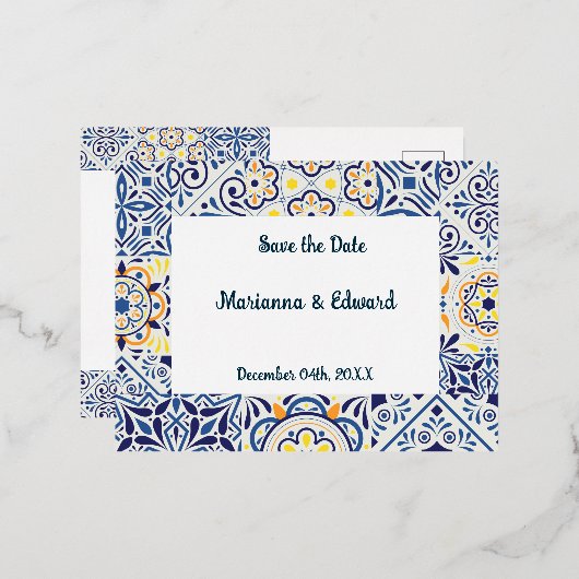 Save the Date Folie Uitnodiging Postkaart (Voorkant / Achterkant)