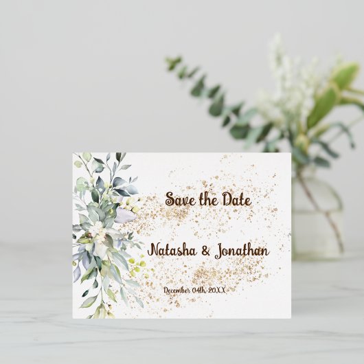 Save the Date Folie Uitnodigingskaart Folie Uitnodiging Briefkaart (Staand Voorkant)