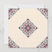 Save the Date, folk art floral, rood wit en blauw Kaart (Achterkant)