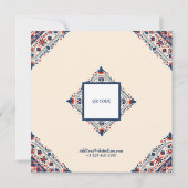 Save the Date, folk art floral, rood wit en blauw Kaart (Achterkant)