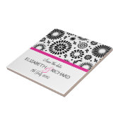 Save the Date Folk Black White Flower Boho Wedding Tegeltje (Zijkant)