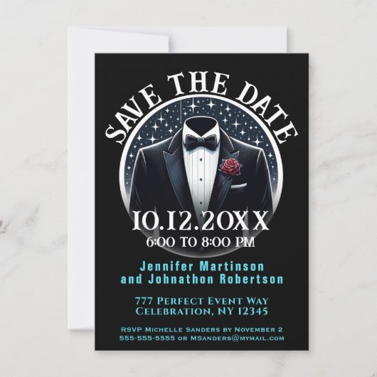 Save the date | Formeel | Tuxedo uitnodiging (Voorkant)