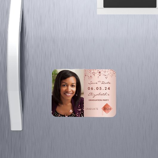 Save the Date foto afstudeerfeest blush 2025 Magneet