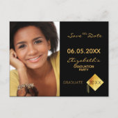 Save the Date foto afstudeerfeest zwart 2025 Briefkaart (Voorkant)