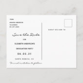 Save the Date foto afstudeerfeest zwart 2025 Briefkaart (Achterkant)