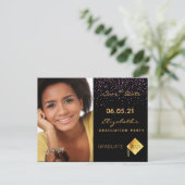 Save the Date foto afstudeerfeest zwart 2025 Briefkaart (Staand voorkant)