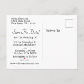 Save The Date, Foto - Duif & Roze Rozen Aankondigingskaart (Achterkant)