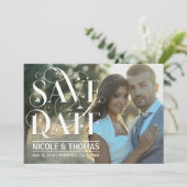 Save the Date Foto - Floral Flourish Typography (Staand voorkant)