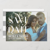 Save the Date Foto - Floral Flourish Typography (Voorkant / Achterkant)